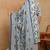 Women   s cotton floral printed anarkali kurta with dupatta and pant v-neckline 3/4th sleeves (blue)