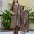 Women cambric cotton floral print angrakha style kurta pant dupatta set with gotta patti work