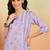 Women's cotton floral print  waist length v neck 3/4 sleeves regular fitted top (lavender)