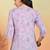 Women's cotton floral print  waist length v neck 3/4 sleeves regular fitted top (lavender)