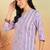 Women's cotton floral print  waist length v neck 3/4 sleeves regular fitted top (lavender)