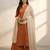 Women's geometric print rayon staple kurta pant with dupatta set (orange)