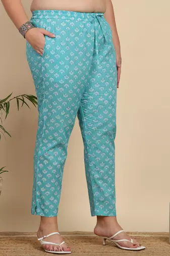 Women   s cotton printed kurta set with dupatta v-neck with handwork detail & side dori (blue)