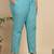 Women   s cotton printed kurta set with dupatta v-neck with handwork detail & side dori (blue)