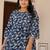 Women's cotton printed a-line top with pom pom detailing