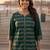 Women's ethnic green rayon tunic top with elegant gold print, 3/4th sleeve (green)