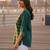 Women's ethnic green rayon tunic top with elegant gold print, 3/4th sleeve (green)