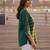 Women's ethnic green rayon tunic top with elegant gold print, 3/4th sleeve (green)