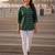 Women's ethnic green rayon tunic top with elegant gold print, 3/4th sleeve (green)