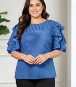 Women's viscose stripe regular top (blue)