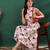 Women’s delta geometric printed halter neck sleeveless a-line midi dress (white)
