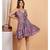 Women’s polyester printed short dress with back frill & adjustable string