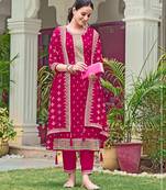 Rani color embroideried faux georgette semi stitched salwar suit