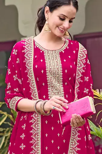 Rani embroidered faux georgette salwar suit