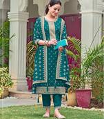 Rama color embroideried faux georgette semi stitched salwar suit
