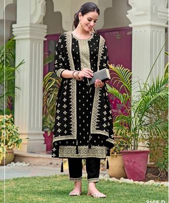 Black embroidered faux georgette salwar suit 1