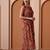 Women’s georgette printed midi dress high neck, sleeveless, waist tie belt, a-line flare (brown)