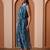 Women’s georgette printed midi dress high neck, sleeveless, waist tie belt, a-line flare (navy blue)