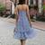Women’s cotton blend geometric print adjustable spaghetti straps a-line midi dress