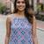 Women’s cotton blend geometric print adjustable spaghetti straps a-line midi dress