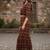Women’s cambric cotton printed crop top with flared pants co-ord set (maroon)