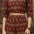 Women’s cambric cotton printed crop top with flared pants co-ord set (maroon)