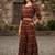 Women’s cambric cotton printed crop top with flared pants co-ord set (maroon)