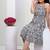 Women’s cotton blend geometric print adjustable spaghetti straps a-line midi dress