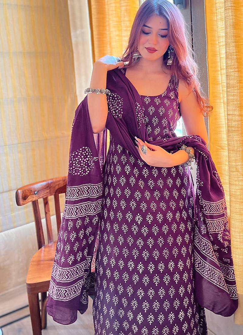 Women Ethnic Motifs Printed Regular Kurta with Palazzos & With Dupatta