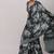 grey printed satin saree with blouse piece