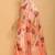 peach printed satin saree with blouse piece
