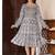 Women’s polyester printed dress square neck, long sleeve, a-line knee-length dress