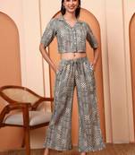 Women   s & girl's poly-cotton co-ord set geometric print with pockets