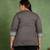 plus size women’s cotton printed top asymmetric round neck, 3/4 sleeves (grey)