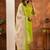 Perrot green embroidered  marina silk straight kurti pant dupatta set