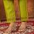 Perrot green embroidered  marina silk straight kurti pant dupatta set