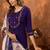 Purple embroidered  marina silk straight kurti pant dupatta set