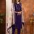 Purple embroidered  marina silk straight kurti pant dupatta set