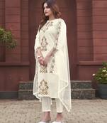 Women Ethnic Motifs Embroidered Regular Thread Work Kurta with Trousers & With Dupatta