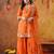 Orange silk embroidered gharara set