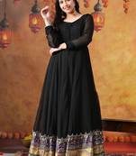 Black chiffon plain anarkali