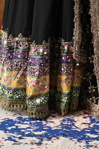 Black chiffon plain anarkali