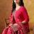 Hot pink chiffon embroidered sharara set