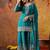 Dark blueish green chinon embroidered sharara set