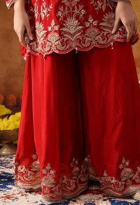 Reddish maroon chinon embroidered sharara set 4