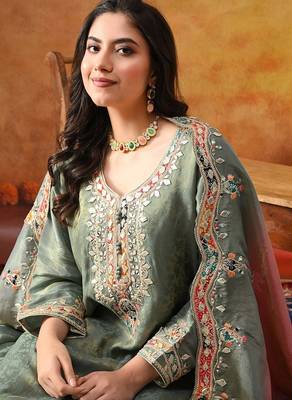 Mint green crepe embroidered sharara set 3