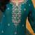 Dark blueish green chinon embroidered sharara set