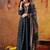 Navy blue silk woven anarkali