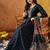 Navy blue silk woven anarkali