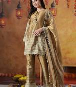 Golden tissue silk plain kurta set